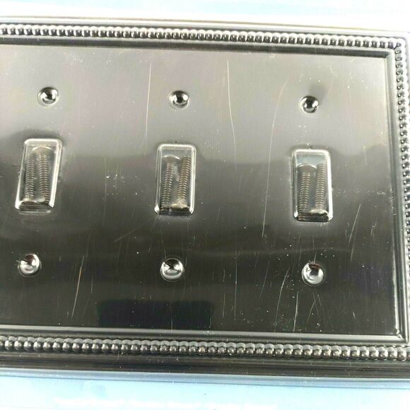 Brainerd Beaded Triple Toggle Switch Decorative Wall Plate-Venetian Bronze 64408 - Picture 8 of 10